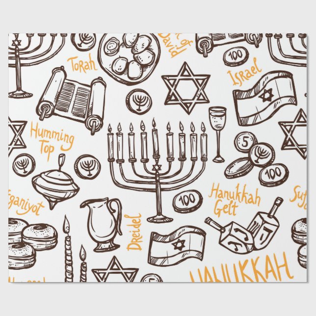 Happy Hanukkah Wrapping paper (Flat)
