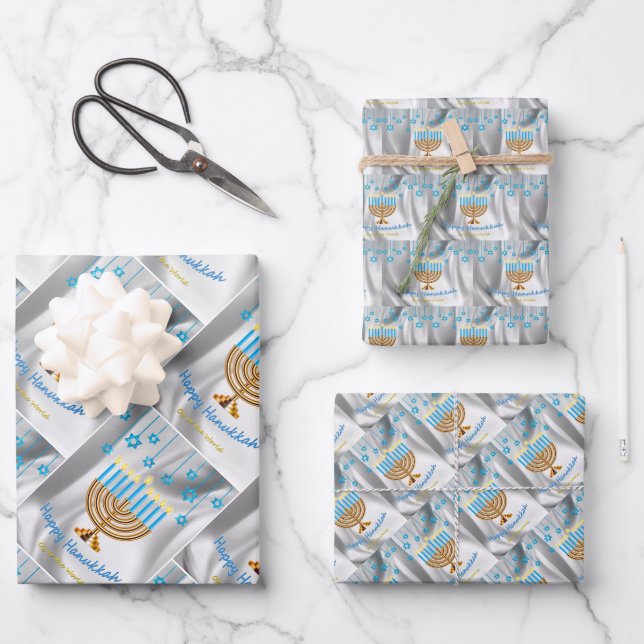 Happy Hanukkah Wrapping Paper Sheet (Front)