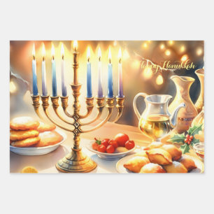 Happy Hanukkah Wrapping Paper Sheet