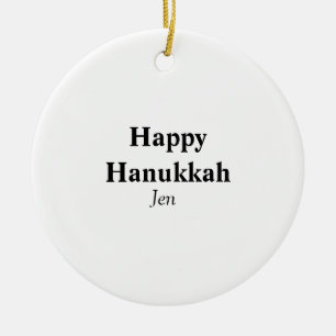Happy Hanukkah your name text image editable Ceramic Tree Decoration
