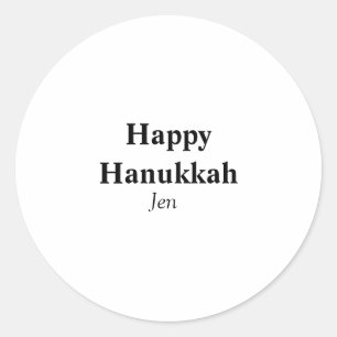 Happy Hanukkah your name text image editable  Classic Round Sticker