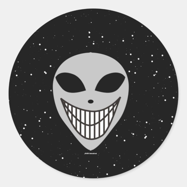 Happy Happy Alien race science fiction face Classic Round Sticker (Front)