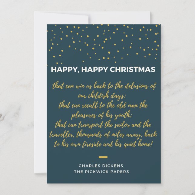 Happy Happy Christmas - Charles Dickens quote Holiday Card (Front)