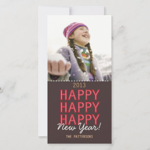 Happy Happy Happy New Year Photo Card Greeting