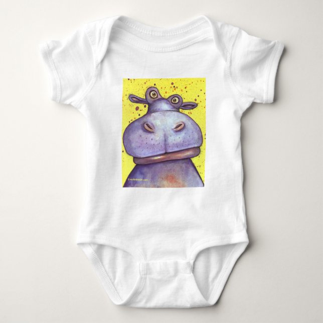 Happy Happy Hippo Baby Bodysuit (Front)