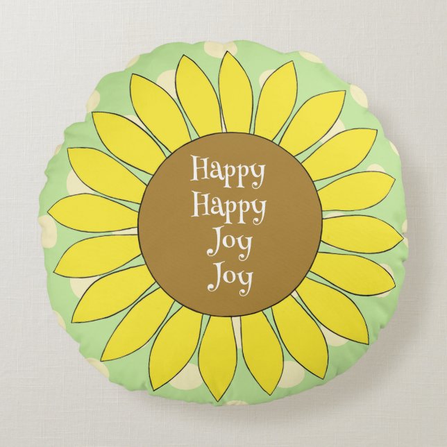 Happy Happy Joy Joy Polka dot Round Pillow  (Front)