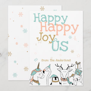 Happy Happy Joy oUs Cartoon Critters Christmas Invitation