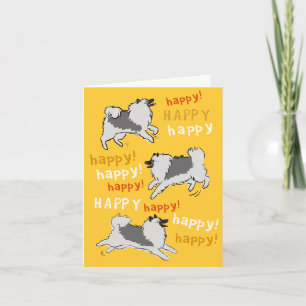 Happy Happy Keeshond Dog Birthday Celebration Card
