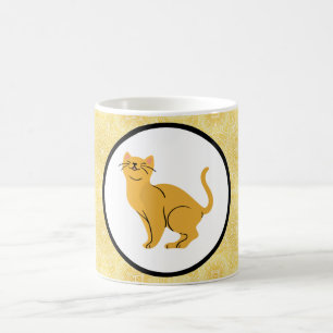 Happy happy kitty cat ginger on gold  coffee mug