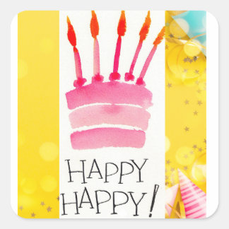 HAPPY HAPPY SQUARE STICKER