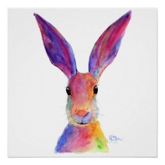 Happy Hare 'Jelly Bean' by Shirley MacArthur Poster