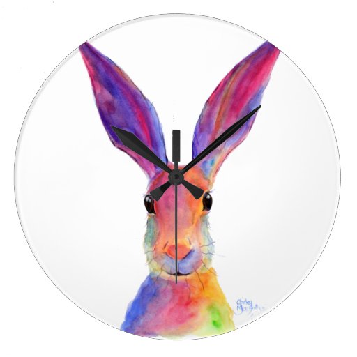 Image of Happy Hare ' JELLY BEAN ' Clock by Shirley Mac
