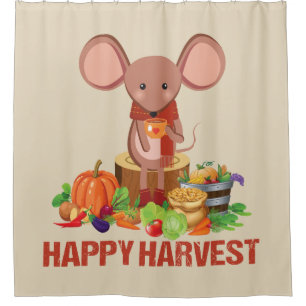 HAPPY HARVEST VEGETABLES AND MOUSE SHOWER CURTAIN