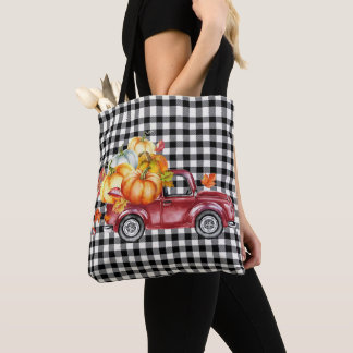 Happy Harvest Vintage Red Truck Tote Bag