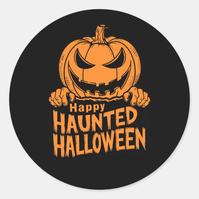 Happy Haunted Halloween Classic Round Sticker (Front)