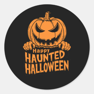 Happy Haunted Halloween Classic Round Sticker