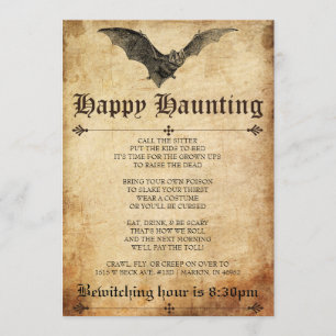 Happy Haunting Bat Halloween Invitation