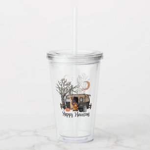 Happy Haunting   Halloween Camper   Spooky Witch Acrylic Tumbler