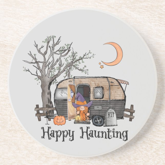 Happy Haunting | Halloween Camper | Spooky Witch Coaster (Front)