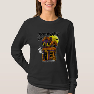 Happy Haunting Halloween Ghosts Bats Moon Haunted  T-Shirt