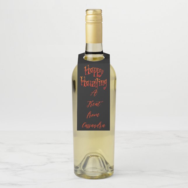 Happy Haunting Personalised Bottle Tag (On Bottle)