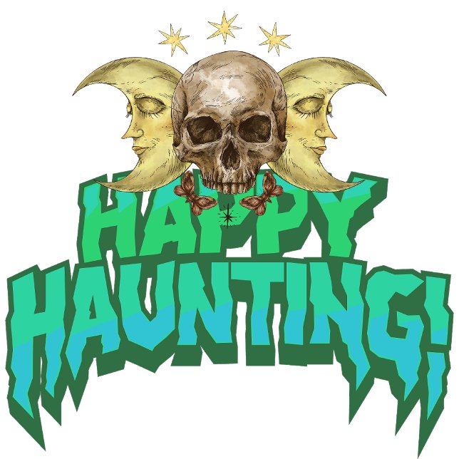 Happy Haunting T-Shirt (In the moonlit mist, a gothic ghost appears.)