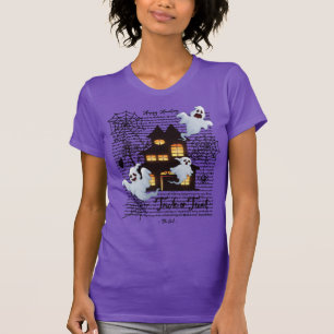 Happy Haunting Women's Halloween Ghost Tee T-Shirt