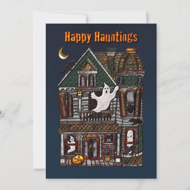 Happy Hauntings - Haunted House Invitation (Front)