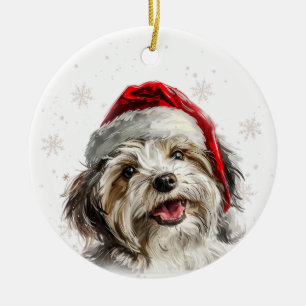 Happy Havanese Dog Christmas Personalized Ceramic Tree Decoration