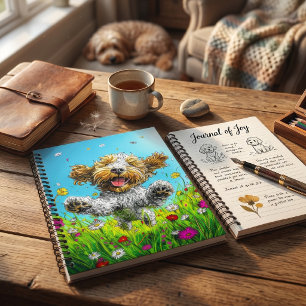Happy Havanese Dog Colourful Wildflower Meadow Notebook