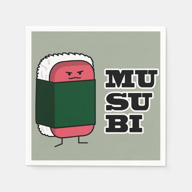 Happy Hawaiian Musubi Spam Sushi Nori seaweed Napkin (Front)