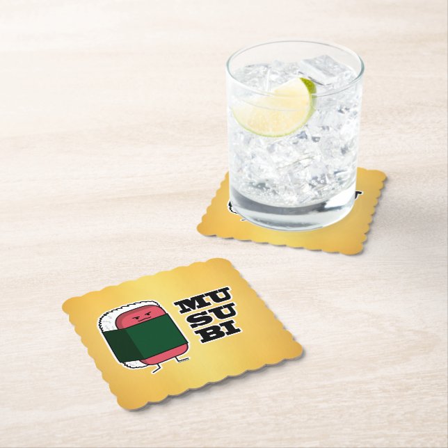Happy Hawaiian Musubi Sushi Nori Paper Coaster (Insitu)