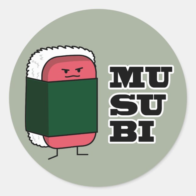 Happy Hawaiian Musubi Sushi Nori seaweed Classic Round Sticker (Front)