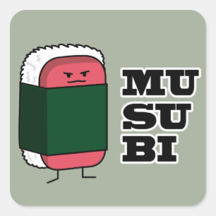 Happy Hawaiian Musubi Sushi Nori seaweed Square Sticker