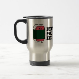 Happy Hawaiian Musubi Sushi Nori seaweed Travel Mug