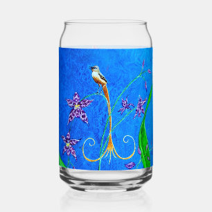 Happy Hawaiian Orchid Bird Can Glass