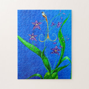 Happy Hawaiian Orchid Bird Jigsaw Puzzle