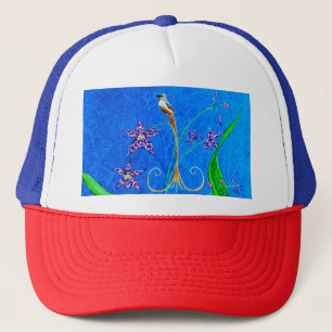 Happy Hawaiian Orchid Bird Trucker Hat