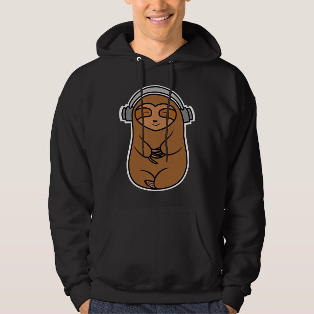 Happy Headphones Sloth Hoodie (Front)
