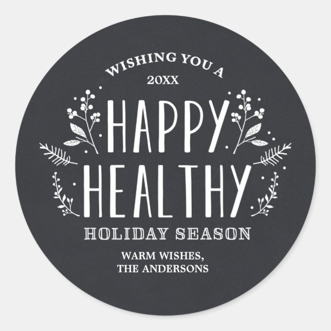 Happy Healthy Holiday | Gift Tag Stickers (Front)