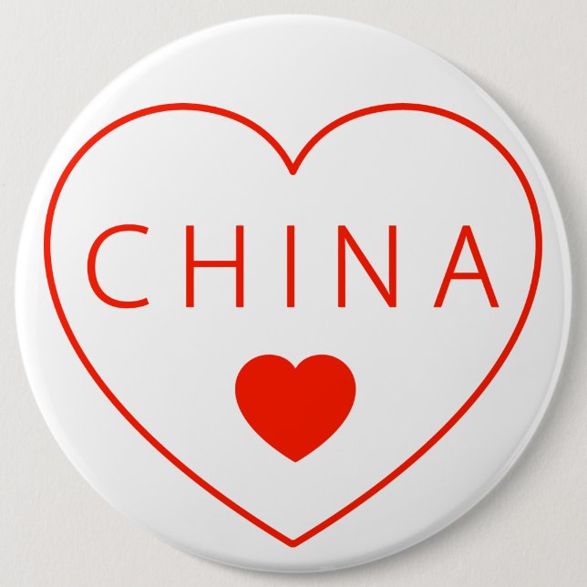 Happy Heart China 6 Cm Round Badge (Front)