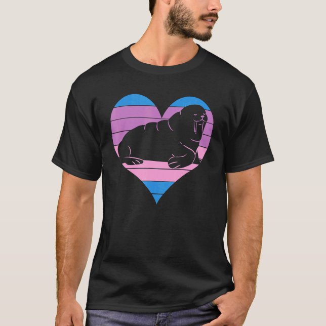 Happy Heart Cute Walrus Ocean Animal T-Shirt (Front)