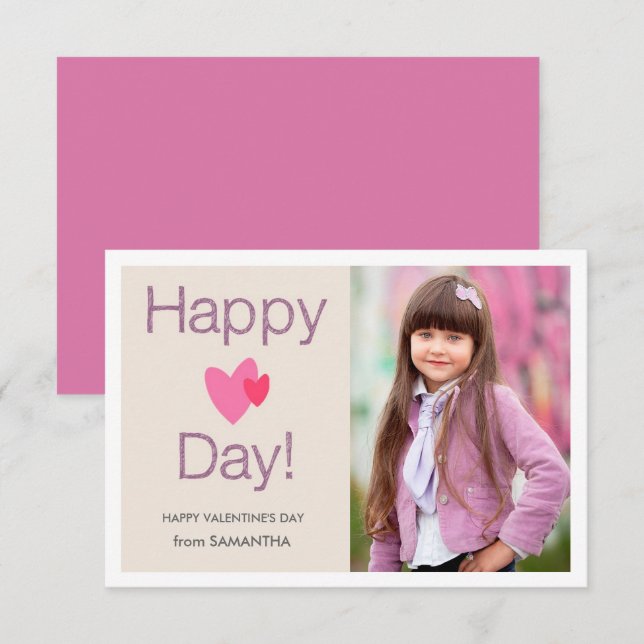 Happy Heart Day Valentines Photo Card (Front/Back)
