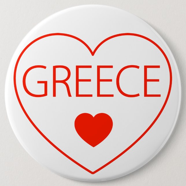 Happy Heart Greece 6 Cm Round Badge (Front)
