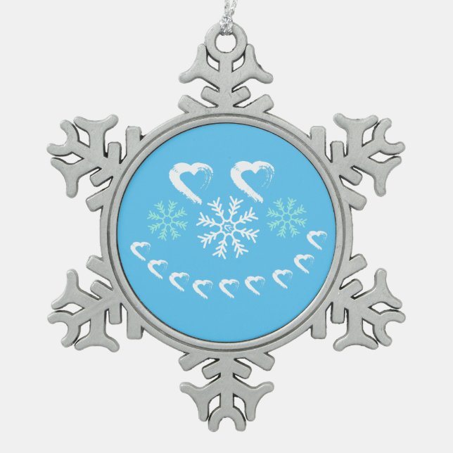 Happy Heart Snowflake Ornament  (Front)