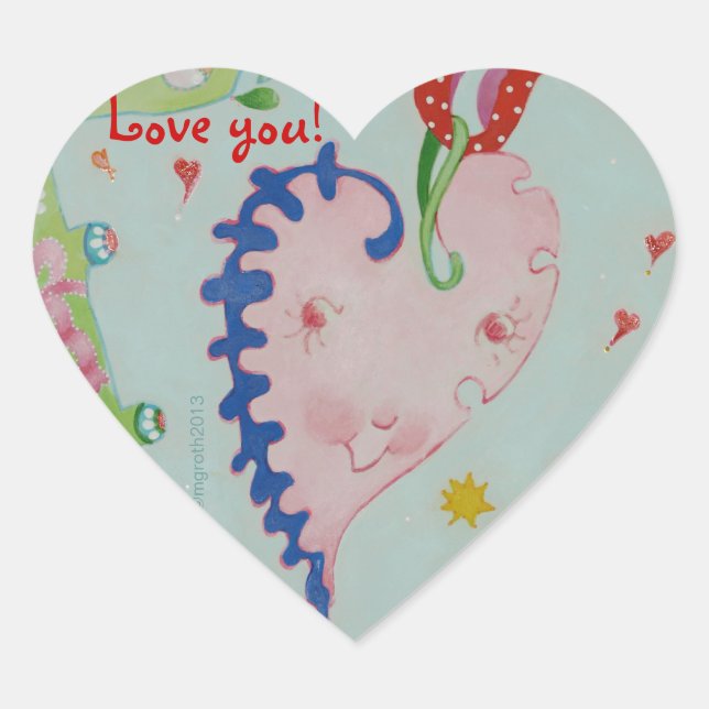 Happy Heart valentine sticker (Front)