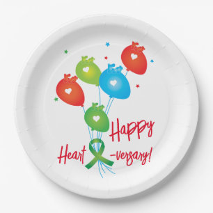 Happy Heart-versary Balloons Paper Plate