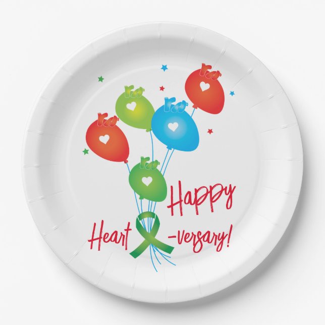 Happy Heart-versary Balloons Paper Plate (Front)
