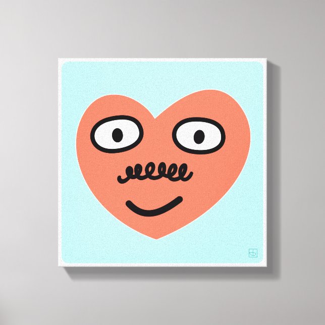 Happy Heart - With Moustache (1 of 4) Canvas Print (Front)