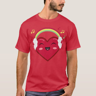 Happy Heart With Rainbow Headphones And Music Love T-Shirt